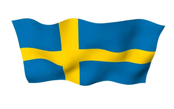 Bandiera Sweden Simbolo Ufficiale Del Regno Svezia Campo Blu Con — Foto Stock