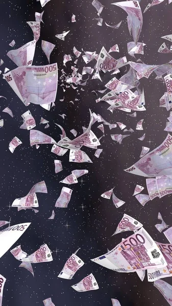 Latające Banknoty Euro Gwiezdnym Tle Przestrzeni Kosmicznej Pieniądze Latają Kosmosie — Zdjęcie stockowe