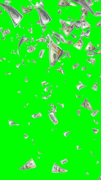 Billets Volants Dollars Isolés Sur Chromakey Argent Vole Dans Les — Photo