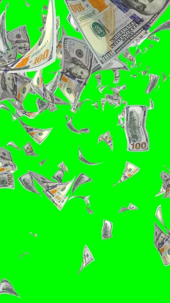 Fliegende Dollarnoten Isoliert Auf Chromakey Geld Liegt Der Luft 100 — Stockfoto