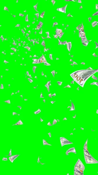 Flying Dollars Banknotes Isolated Chromakey Money Flying Air 100 Banknotes — Stock Photo, Image