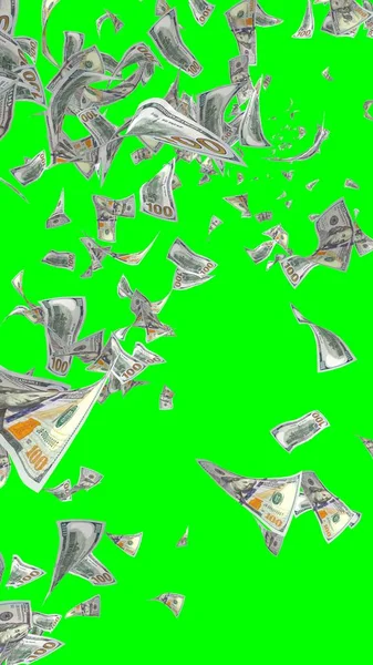 Billets Volants Dollars Isolés Sur Chromakey Argent Vole Dans Les — Photo