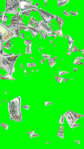 Vliegende Dollars Bankbiljetten Geïsoleerd Chromakey Het Geld Vliegt Lucht 100 — Stockfoto