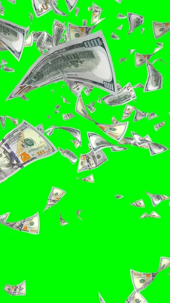 Flying Dollars Banknotes Isolated Chromakey Money Flying Air 100 Banknotes — Stock Photo, Image