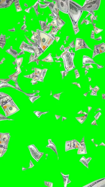 Flying Dollars Banknotes Isolated Chromakey Money Flying Air 100 Banknotes — Stock Photo, Image