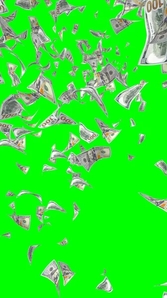 Billetes Dólares Voladores Aislados Cromakey Dinero Vuela Aire 100 Billetes —  Fotos de Stock