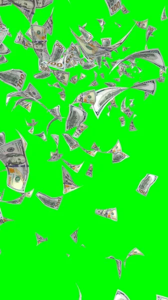 Billets Volants Dollars Isolés Sur Chromakey Argent Vole Dans Les — Photo