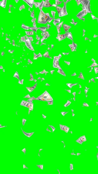 Banconote Dollari Volanti Isolate Chromakey Soldi Volano Aria 100 Banconote — Foto Stock