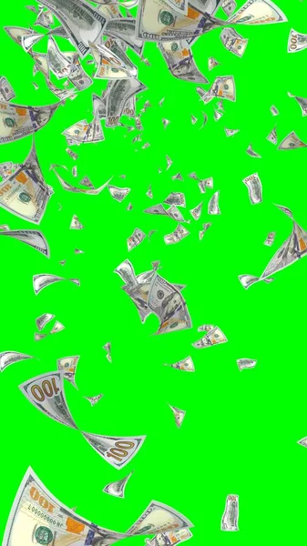 Vliegende Dollars Bankbiljetten Geïsoleerd Chromakey Het Geld Vliegt Lucht 100 — Stockfoto