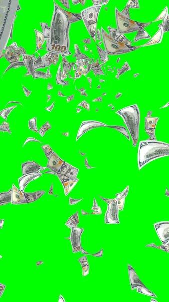 Billets Volants Dollars Isolés Sur Chromakey Argent Vole Dans Les — Photo