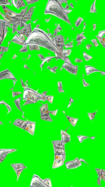 Flying Dollars Banknotes Isolated Chromakey Money Flying Air 100 Banknotes — Stock Photo, Image