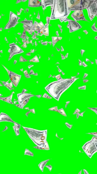 Flying Dollars Banknotes Isolated Chromakey Money Flying Air 100 Banknotes — Stock Photo, Image