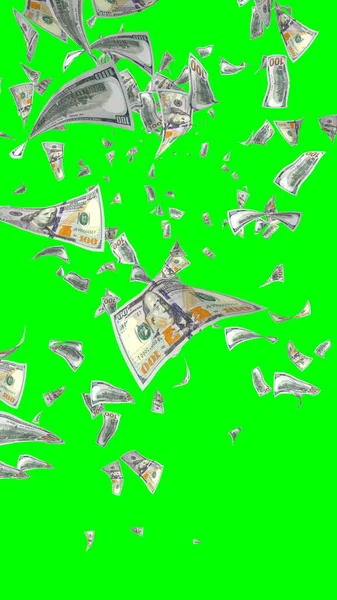 Flygende Dollarsedler Isolert Kromakey Pengene Flyr Lufta 100 Amerikanske Sedler – stockfoto