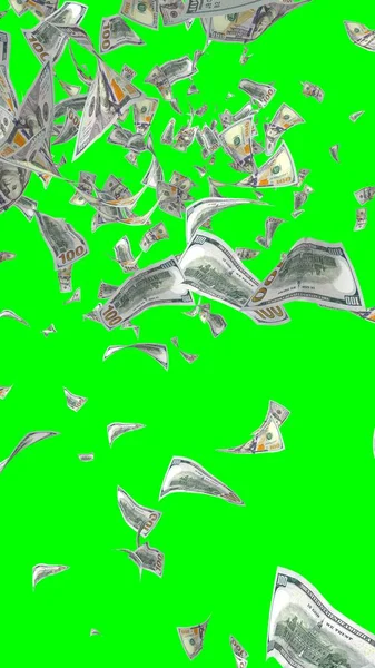 Flying Dollars Banknotes Isolated Chromakey Money Flying Air 100 Banknotes — Stock Photo, Image