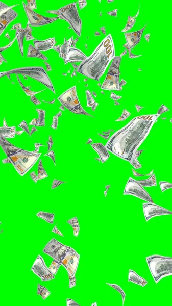 Flygande Dollar Sedlar Isolerade Chromakey Pengar Flyger Luften 100 Nya — Stockfoto