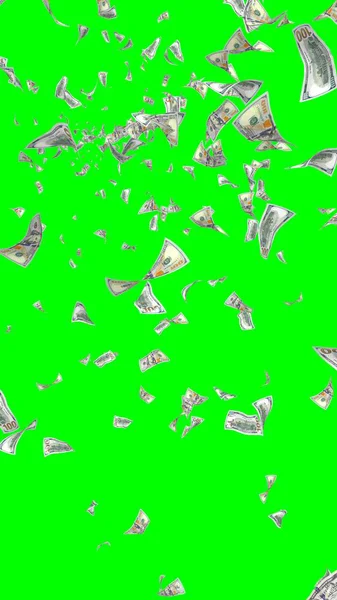 Flying Dollars Banknotes Isolated Chromakey Money Flying Air 100 Banknotes — Stock Photo, Image