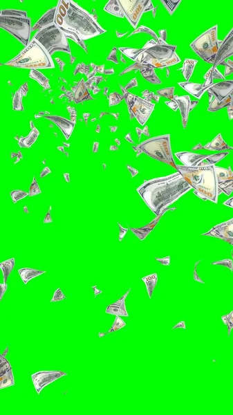 Fliegende Dollarnoten Isoliert Auf Chromakey Geld Liegt Der Luft 100 — Stockfoto