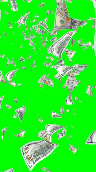 Fliegende Dollarnoten Isoliert Auf Chromakey Geld Liegt Der Luft 100 — Stockfoto