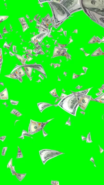 Flying Dollars Banknotes Isolated Chromakey Money Flying Air 100 Banknotes — Stock Photo, Image