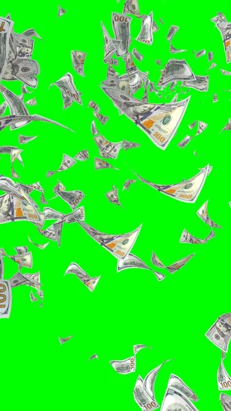 Billets Volants Dollars Isolés Sur Chromakey Argent Vole Dans Les — Photo