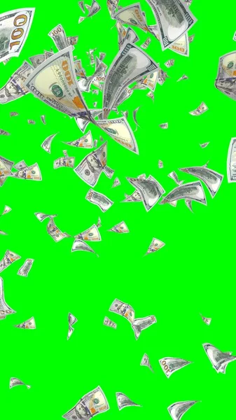 Billets Volants Dollars Isolés Sur Chromakey Argent Vole Dans Les — Photo