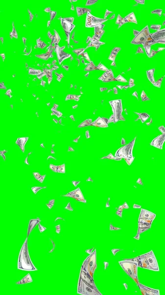 Billets Volants Dollars Isolés Sur Chromakey Argent Vole Dans Les — Photo