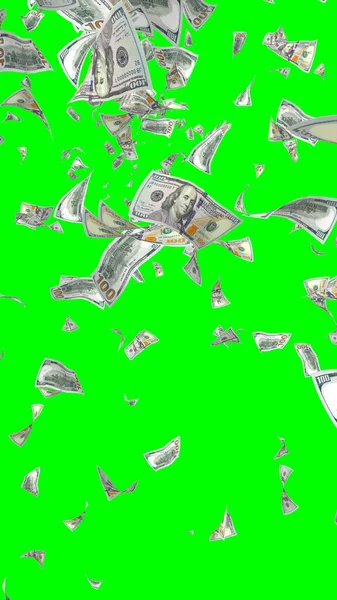 Flying Dollars Banknotes Isolated Chromakey Money Flying Air 100 Banknotes — Stock Photo, Image