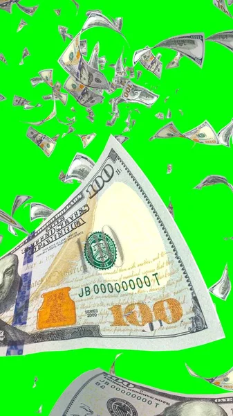 Flygende Dollarsedler Isolert Kromakey Pengene Flyr Lufta 100 Amerikanske Sedler – stockfoto