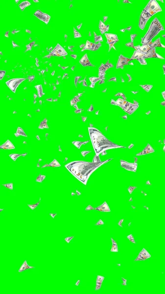 Flying Dollars Banknotes Isolated Chromakey Money Flying Air 100 Banknotes — Stock Photo, Image