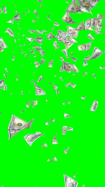 Vliegende Dollars Bankbiljetten Geïsoleerd Chromakey Het Geld Vliegt Lucht 100 — Stockfoto