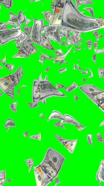 Billets Volants Dollars Isolés Sur Chromakey Argent Vole Dans Les — Photo