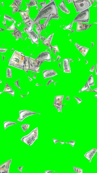 Flying Dollars Banknotes Isolated Chromakey Money Flying Air 100 Banknotes — Stock Photo, Image