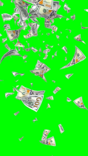 Flying Dollars Banknotes Isolated Chromakey Money Flying Air 100 Banknotes — Stock Photo, Image