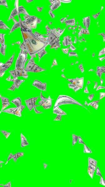 Banconote Dollari Volanti Isolate Chromakey Soldi Volano Aria 100 Banconote — Foto Stock