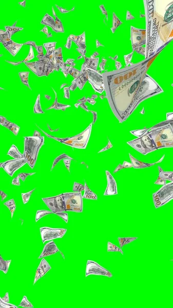 Flying Dollars Banknotes Isolated Chromakey Money Flying Air 100 Banknotes — Stock Photo, Image