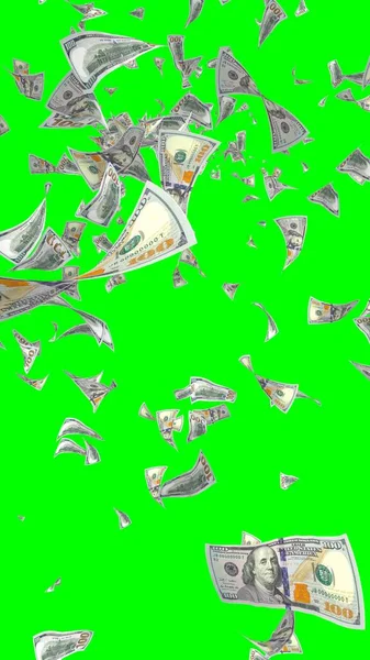 Billets Volants Dollars Isolés Sur Chromakey Argent Vole Dans Les — Photo