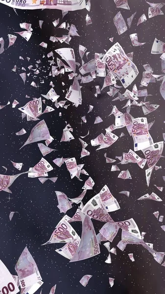 Billetes Euros Voladores Sobre Fondo Estrellado Del Espacio Exterior Dinero — Foto de Stock