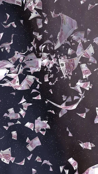 Billetes Euros Voladores Sobre Fondo Estrellado Del Espacio Exterior Dinero — Foto de Stock