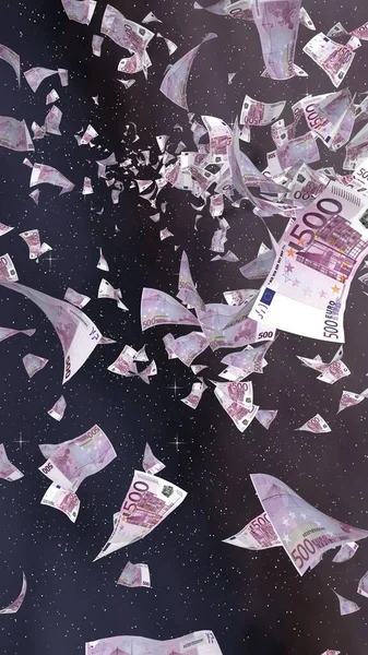 Billetes Euros Voladores Sobre Fondo Estrellado Del Espacio Exterior Dinero —  Fotos de Stock