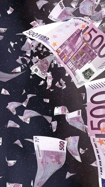 Billetes Euros Voladores Sobre Fondo Estrellado Del Espacio Exterior Dinero —  Fotos de Stock