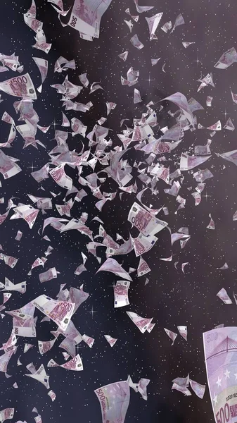 Billetes Euros Voladores Sobre Fondo Estrellado Del Espacio Exterior Dinero —  Fotos de Stock