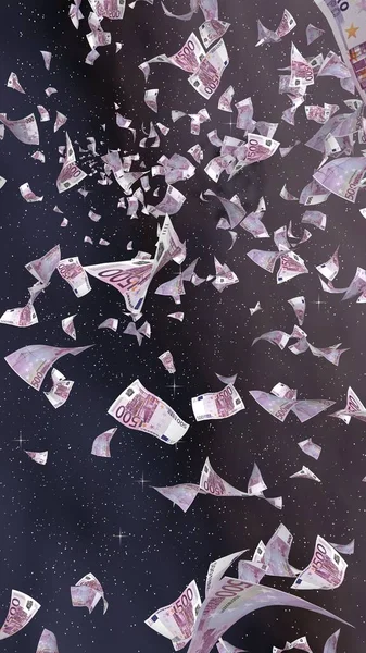 Uzay Yıldızlı Arka Planda Euro Banknotları Uçurmak Uzayda Para Uçuyor — Stok fotoğraf