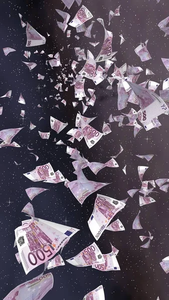 Billetes Euros Voladores Sobre Fondo Estrellado Del Espacio Exterior Dinero —  Fotos de Stock