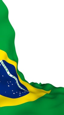 Brezilya bayrağı sallayarak. Ordem e Progresso. Sipariş ve ilerleme. Rio de Janeiro. Güney Amerika. Devlet sembolü. 3D çizim