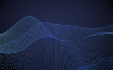 Mavi arka planda soyut manzara. Siber uzay şebekesi. merhaba teknoloji ağı. 3d teknoloji illüstrasyon. Alan derinliği. 3d illüstrasyon