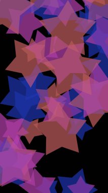 Koyu renkli yarı saydam yıldızlar. Dikey görüntü yönlendirmesi. 3d illüstrasyon