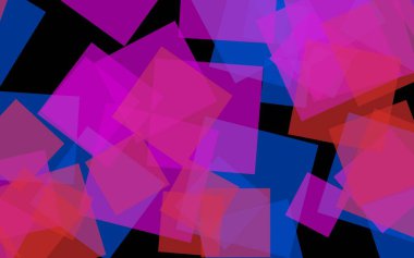 Koyu arka plan üzerinde çok renkli yarı saydam kareler. Pembe tonları. 3d illüstrasyon