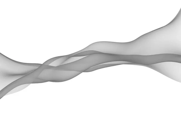 抽象的な灰色の波 ラスターの空気の背景 白い背景に明るいグレーのリボン グレーのスカーフ 抽象的な灰色の煙 3Dイラスト — ストック写真