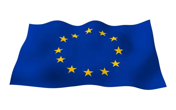 Något Viftande Flagga Europeiska Unionen Isolerad Vit Bakgrund Rendering Symbol — Stockfoto