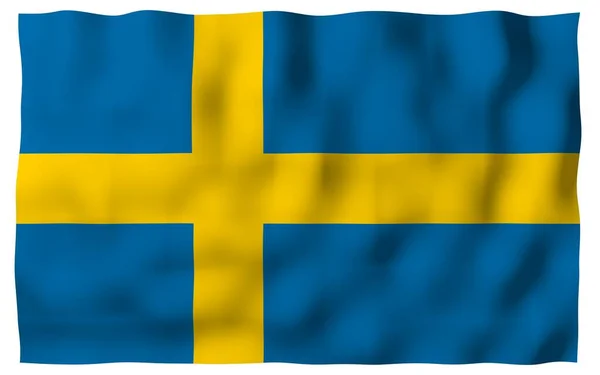 Прапор Швеції Державний Символ Королівства Швеція Синє Поле Жовтим Скандинавським — стокове фото